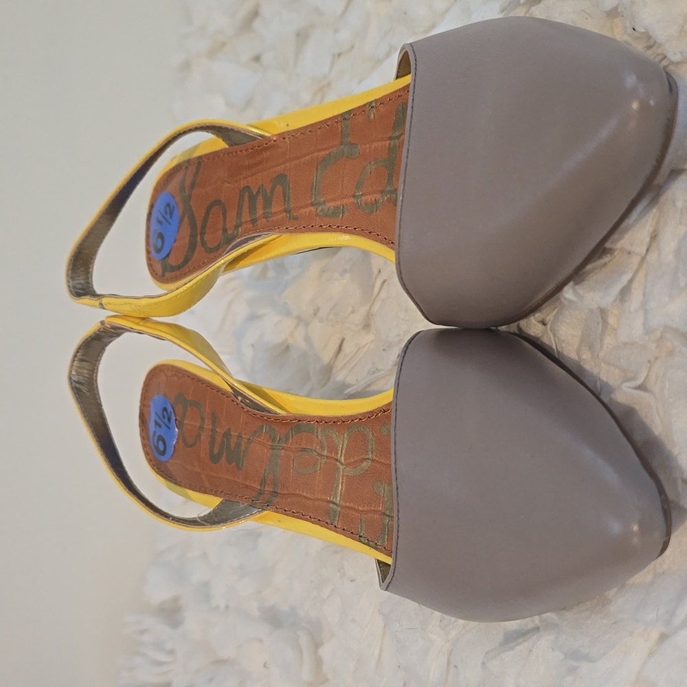 Sam Edelman Gray and Yellow Slingback Pointed Toe Flats